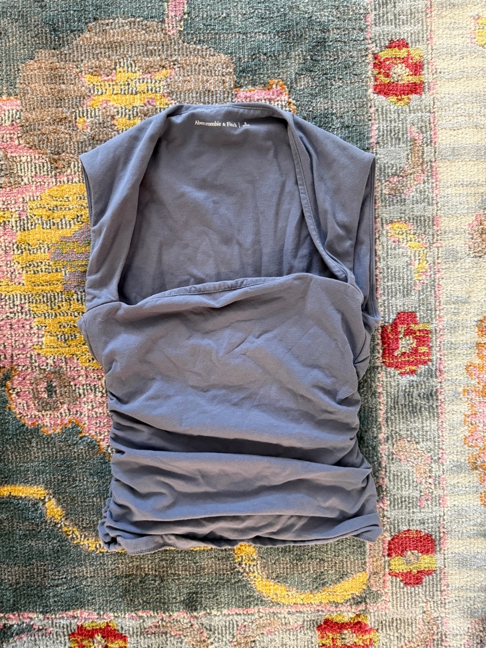 Abercrombie & Fitch Slate Blue Ruched Sleeveless Tank